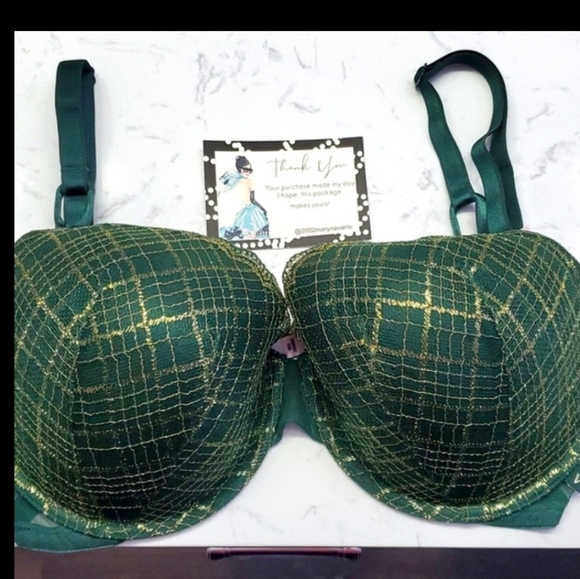 Victoria's Secret 36DDD Demi Bra, Emerald Green w/ Golden stitching 😍 Like New - Picture 15 of 15